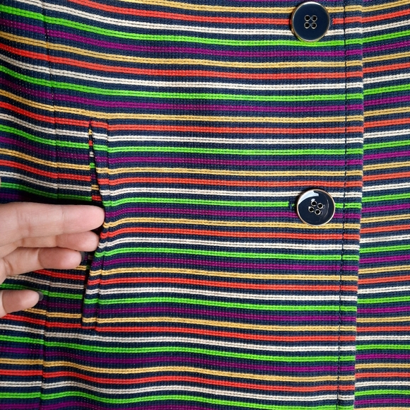Talbots Multicolored Striped Blazer Sz 2 - Picture 5 of 7